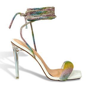 RHINESTONE LACE UP HEEL